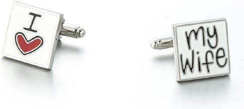 Letter Cufflinks for Men, I Love My Wife Cufflinks, Letters Square Cuff Links, I Love You Shirt Tuxedo Cufflinks, Punk Cufflinks French Cufflinks,...
