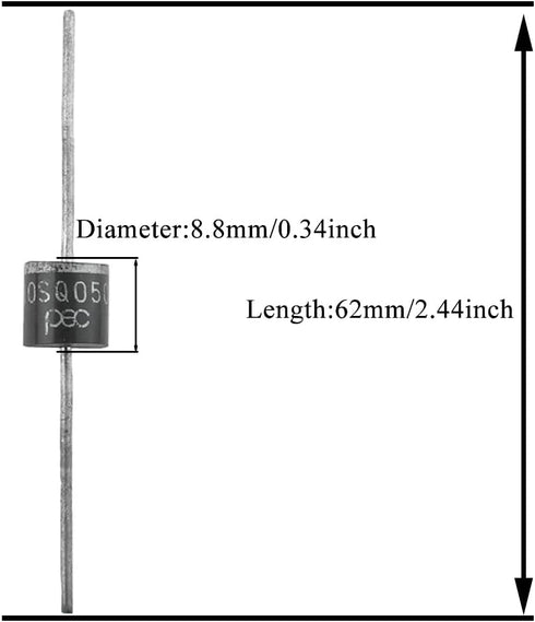 Acoeitl 10SQ050 Recovery Electronic Rectifier Diodes Axial 10A 50V Easy Attach Solder Keep Fog Bright Wire Turn Signals Brake Running Lights for S...