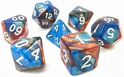 HD Polyhedral Dice Sets D&D Dice for Dungeon and Dragons RPG Role Playing Games MTG Pathfinder Table Top Games 7 Dice Set (Blue+Golden) Blend Colo...