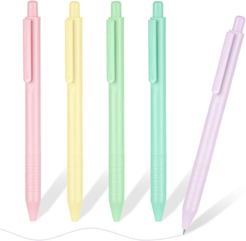 AUAUY Writing Instrument, 5PCS Retractable Gel Pens, Medium Point Quick Dry Gel Ink Pen, Macaron Colored Ink for Writing, Journaling, Note Taking,...