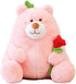 Stuffed Animals & Plush Toys Cute Flower Bear Stuffed Animal Plush Toys Super Soft Bear Cuddle Throw Pillows 9.8in (Color : Pink)...