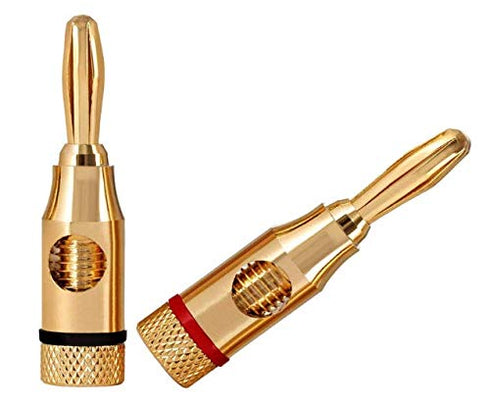 4 Pairs 8 Plugs Speaker Banana Plugs Gold Plated – Open Screw Type Brass Connector for Speaker Stereo Wire, Home Theater Audio (8 pcs/4 Red 4 Blac...