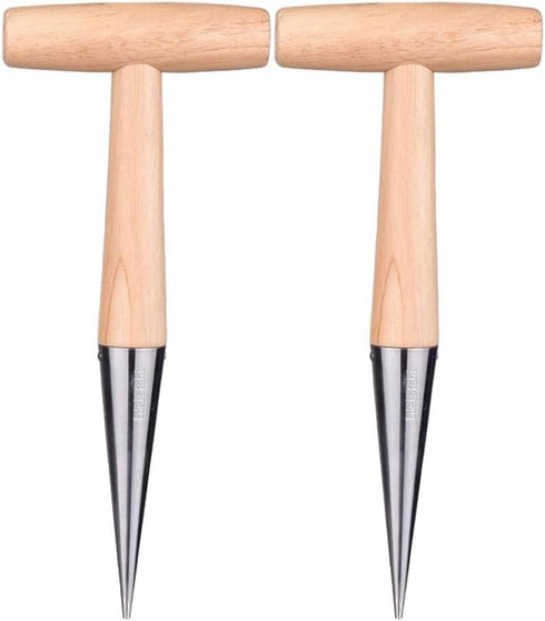 Hemoton 2pcs Gardening Hole Punch Gardening Hand Seeder Tool Seeding Gardening Tool Wood Dibbler Dibber Garden Tools Garden Hole Puncher Wood Tool...