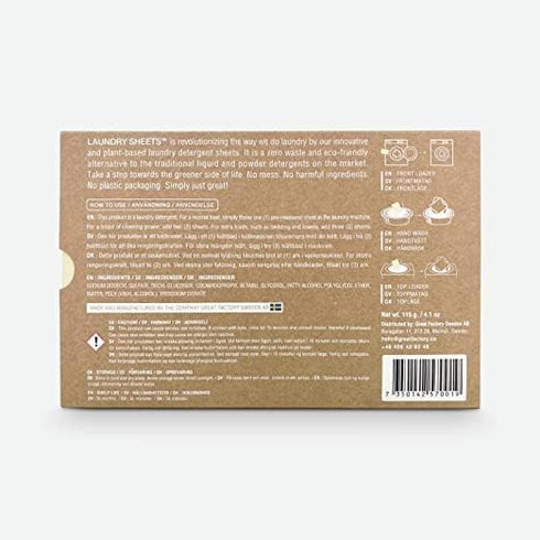 up to 120 Loads - Made in Sweden - 60 Sheets - the Original - Laundry Detergent Sheets - Fragrance Free - no Plastic - Eco-Friendly...