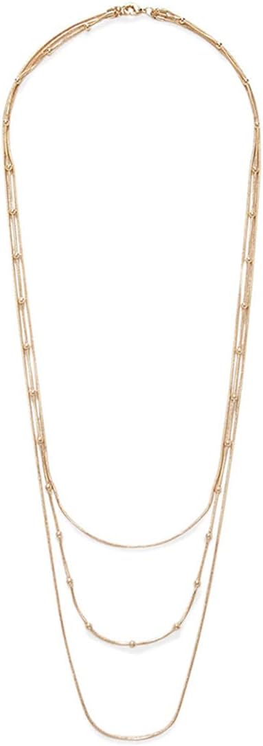 COLORFUL BLING Dainty Gold Chain Beads Statement Necklace Multi-Strand Waterfall Strand Long Chains Strand Necklace for Women Girls Jewelry...