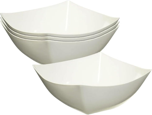 Square Fancy White Plastic Serving Bowls - 16oz (4 Count) - Elegant Display For Catering, Parties & Events...