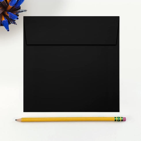 LUXPaper Square Invitation Envelopes | Peel & Press | 6" x 6" | Black Linen | 80lb. Text | 50 Qty...