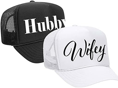 Classy Bride Wifey and Hubby Trucker Hats Black, White...