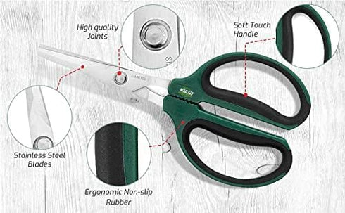 Hydroponic 2-Pack Bonsai Scissors and Plant Trimming Shears Set - Stainless Steel Pruning Shears for Indoor Gardening, Succulent Harvest, and Prec...