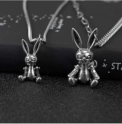 Heavy Gothic Grunge Rabbit Pendant Easter Bunny Choker Necklace Statement Long Chain Punk Multilayer Steel Material Choker Necklace for Women and ...