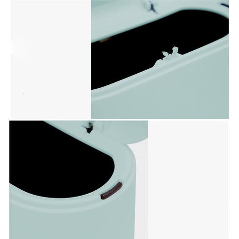Mini Trash Can with Lid, Press-Type with Removable Inner Plastic Small Garbage Can Little Tiny Waste Basket Compact Covered Closable Trash Bin Des...