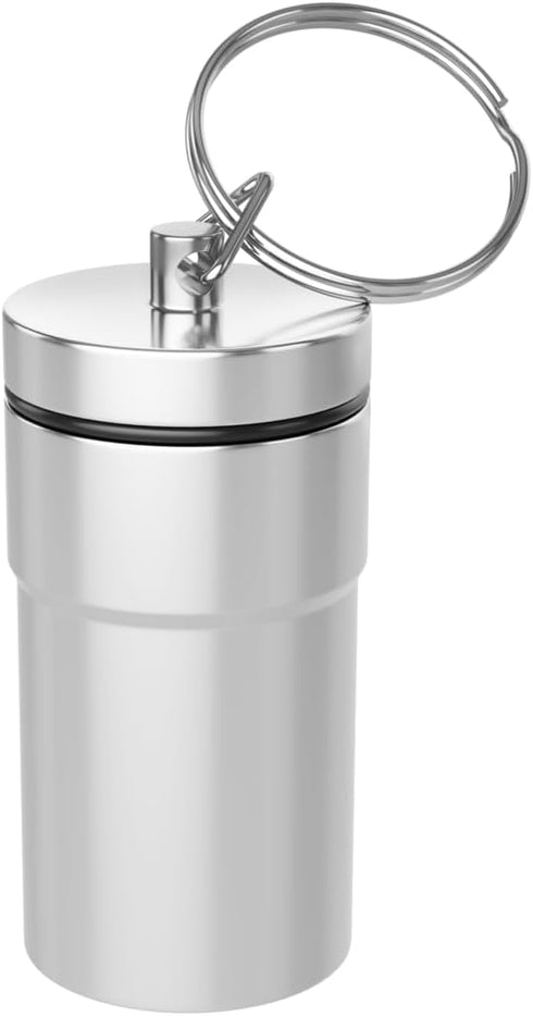 EZY DOSE Keychain Pill Case, Medicine Planner, Vitamin Organizer Box, Daily Planner, Safe for Money & Travel Items, Stainless Steel, Small, Color ...
