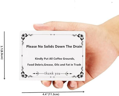 Please No Solids Down Drain Rental Home Necessities Kitchen sink Signs,Great for Airbnb guests kindly notes sign 2024newest(White flower)...