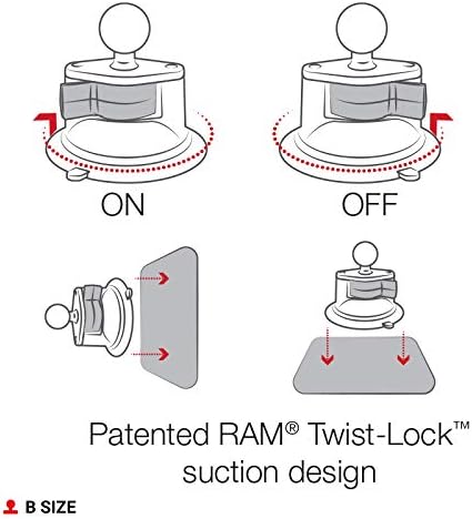 RAM MOUNTS Twist-Lock Composite Suction Cup Base with Ball RAP-B-224-1U with B Size 1" Ball...