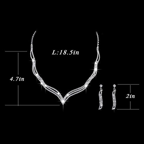 Yikisdy Wedding Necklace Set Silver Crystal Bride Jewelry, Rhinestone Choker, Bridal Accessories for Women and Girls ( Pack of 3, 2 earrings and 1...