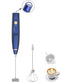 Milk Frother Handheld Foam Maker with 2 Stainless Stirring Head 3 Speed Rechargeable Electric Blender Milk Frother Wand Drink Mixer for Cappuccino...