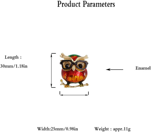 Enamel Owl Bird Brooch Pin for Women Girls Fashion Red Green Animal Brooches Lapel Pins Cute Dress Accessories Holiday Birthday Christmas Party Je...
