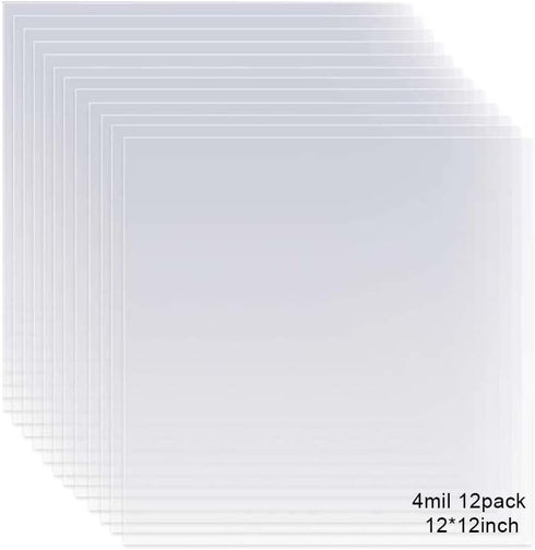 12 Pack 4 Mil Clear Mylar Stencil Sheets, 12" x 12" Blank Stencils, Reusable Template Material, Make Your Own Stencil Compatible Vinyl Cutting Mac...