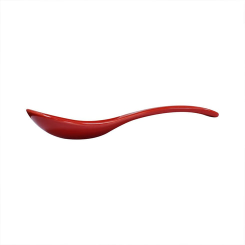 6 pcs Red Soup Spoon Round-Bottom Asia Porcelain Ceramic Rice Spoons Chinese Won Ton Spoons for Home Kitchen Restaurant...