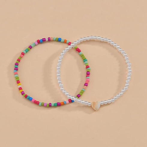 Colorful Beaded Anklet Pearl Heart Anklet Layered Ankle Fashion Beach Foot Jewelry for Women and Teen Girls...