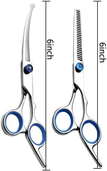 Dog and cat Scissors with Round Tip, Set of 2 Grooming Kit, Stainless Steel Pet Grooming Scissors for Full Body, Face, Nose, Ear and Paw...