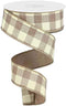 Plaid Wired Ribbon, Beige Tan White Craft Supply to Make Handmade Wreath, 1.5 Inch x 10 Yard, DIY Bow, Checkered Christmas, Father RG01799N4...