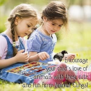 Farm Animals Gel Window Clings for Kids - Window Stickers for Toddlers, Animal Gel Clings Window Decals Kids Jelly Reusable Sticker - Home Car Pla...