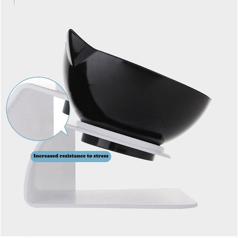 Love Dream Double Dog Cat Bowls with Raised Stand, Pet Food Water Feeder Bowl, 15° Tilted Pet Bowl Stress-Free Suit for Cats Small Dogs (Black+Whi...