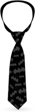 Buckle-Down Necktie Standard - Bat Signal-1 Scattered Black Gray...