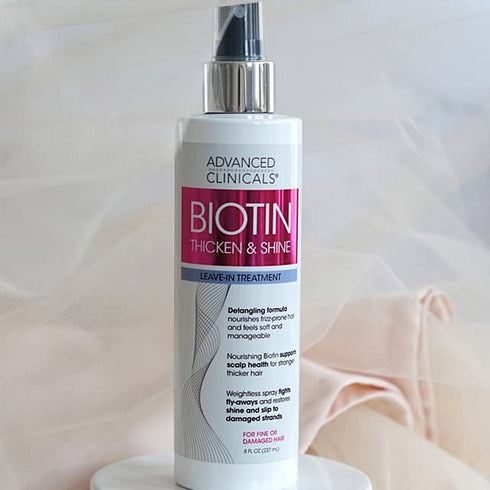 Advanced Clinicals Biotin Hair Spray Thicken & Shine Leave In Treatment, Biotin Detangling Formula Nourishes Fine, Damaged, Or Frizz Prone Hair & ...