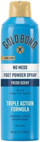 Gold Bond No Mess Talc-Free Foot Powder Spray, 7 oz., Fresh Scent, With a Triple Action Formula...