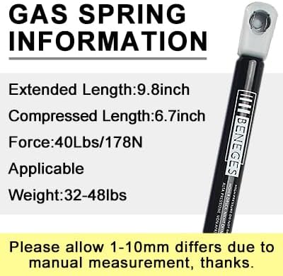 2PCs Universal Gas Charged Lift Supports Spring Struts Shocks Dampers Force 40 Lbs/178 N Per Prop, Force Per Set 80 Lbs/356 N, Extended Length 10 ...