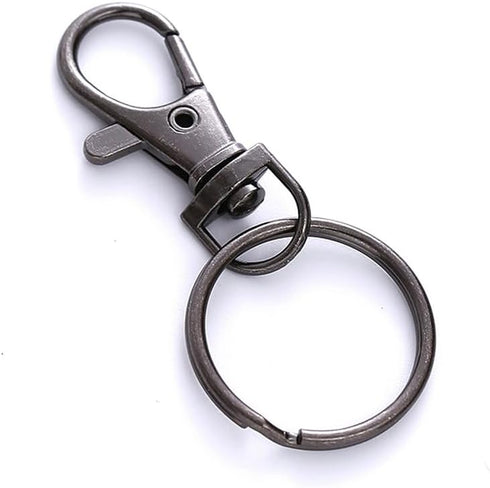 60 Pcs Premium Dark Grey Swivel Clasps Lanyard Snap Hooks with Key Rings, Key Chain Clip Hooks Lobster Claw Clasps for Keychain Clip Lanyard, Jewe...