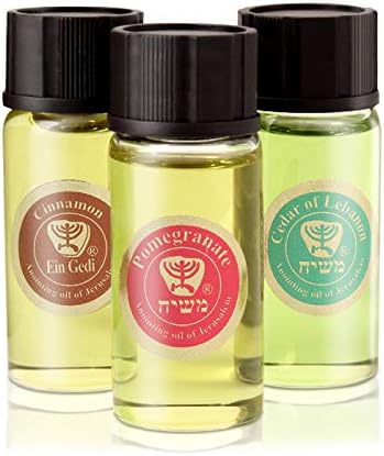Anointing Oil from Israel - Set of 3 Anointing Oil from Jerusalem - Pomergranate, Cinnamon & Cedar of Lebanon Biblical Oils | Total Amount 1oz Ano...