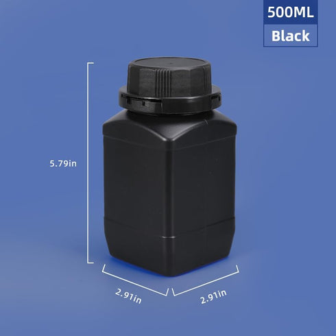 16.9oz/5Pcs Plastic Lab Chemical Reagent Bottles, Square Sample Storage Container, Plastic Chemical Container Bottle with Anti-theft Cap, Wide Mou...