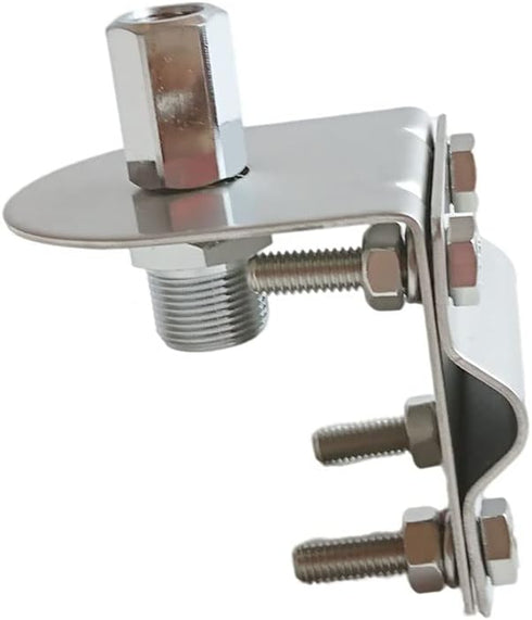 Stainless Steel CB Antenna Mirror Mount with 3/8” x 24 Thread Stud to SO239 Connector (3/8x24 Stud to SO239)...