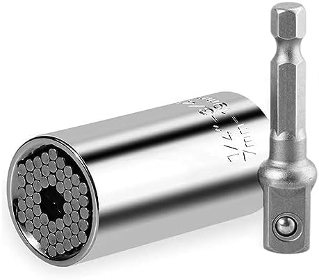 Universal Socket Tool, Tools for Men with Power Drill Adapter 1/4""-3/4"" (7mm-19mm) Socket wrench -2Pc Set for Daily Maintenance, Home Renovation...