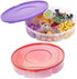2 Pack - Candy and Nut Serving Container, Appetizer Tray with Lid, 6 Compartment Round Plastic Food Storage Lunch Organizer, Divided Christmas Ket...