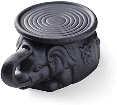 Handmade Chinese Yixing Elephant Teapot Holder, Zisha Purple Sand Teapot Pad, Tea Tray Decor, Black...