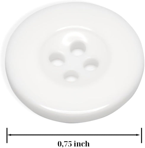 12 Pcs White Buttons for Sewing 0.75 inch Lab Coat Buttons 4 Hole Sewing Buttons 30L Plastic Buttons Uniform Buttons Decorative Buttons for Pants ...