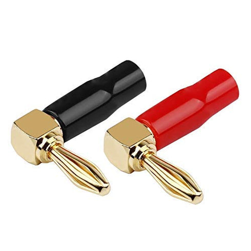 Banana Plugs Right Angle 12 Pairs - 24k Gold Plated 90 Degree Speaker Connector (24Pcs)...