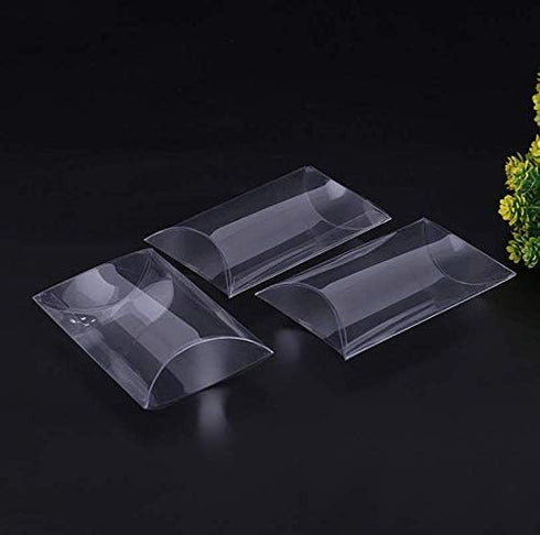20pcs Pillow Gift Boxes Clear Plastic Mini Gift Candy Treat Transparent Packing Box Party Favors Vintage Boxes for Wedding Ring Jewelry Candy Part...