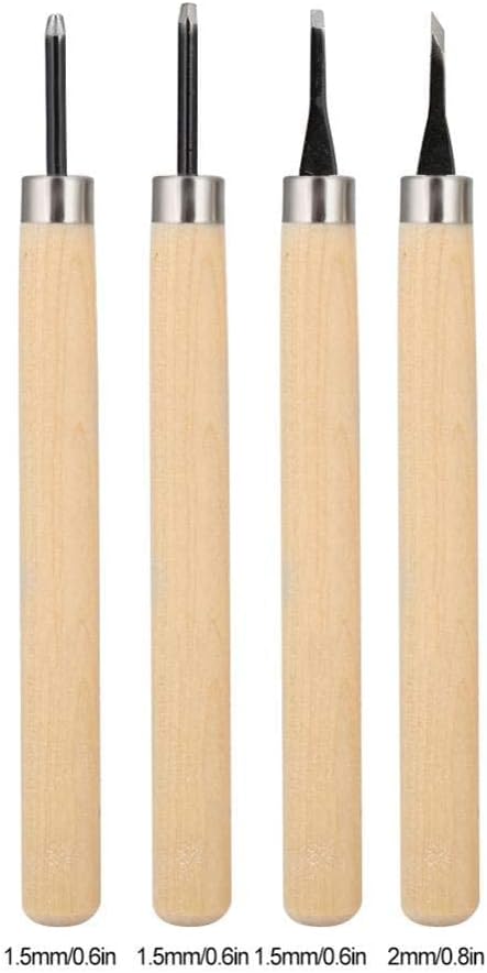 4pcs Wood Carving Knife Carving Chisels Manual Sharpener Carving Tools Set for Woodworking Wood Engraving Rubber Stamp Pattern Carving Craft Proje...