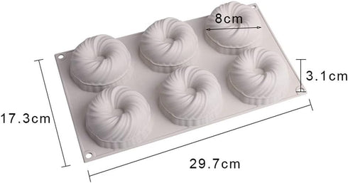 6 Cavity Swirl Shapes Silicone Cake Mold Form Chocolate Cookies Pudding Ice Cream Trays Pastry Baking Tools Bakeware Pan...