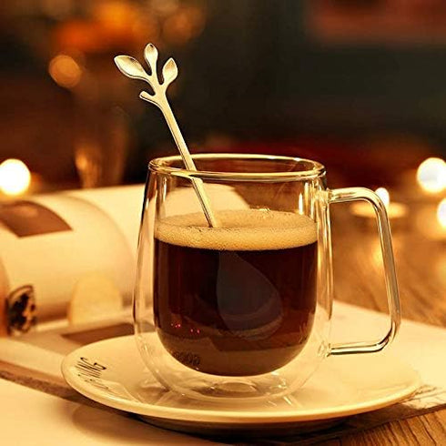 20 Pack Stainless Steel Leaf Coffee Spoon Tableware Dessert Spoons, Stirring, Mixing, Sugar, Stir, Ice Cream, Cake, Teaspoon 4.7 inch Gold...