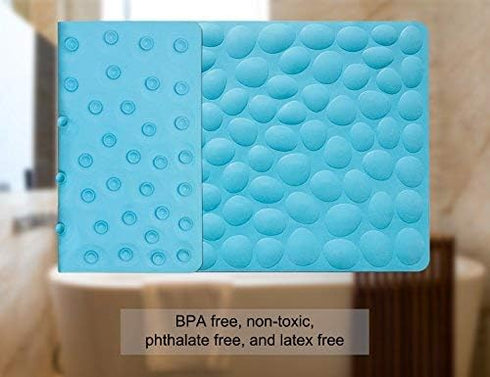 Non-Slip Bathtub Mat OTHWAY Soft Rubber Bathroom Bathmat with Strong Suction Cups (Blue)...