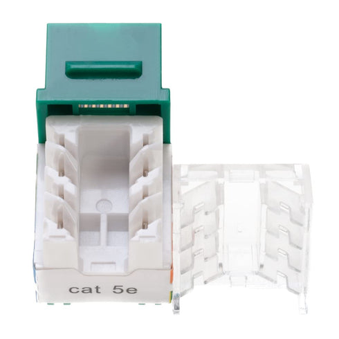 Cat5e Keystone Ethernet Wall Jack Punch Down UTP 45-Degree (Easier Termination Than 90-Degree), RJ45 Slim Profile Speed Termination Green 45° Angl...