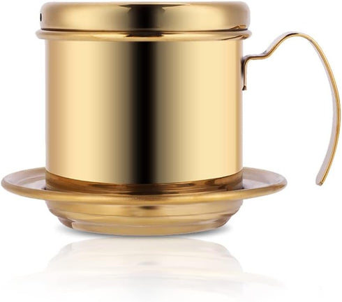 Stainless Steel Drip Coffee Filter Maker Vietnamese Style Drip Coffee Pot Infuser Ideal for on the Go/home (Gold)...