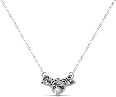 Cate & Chloe Calliope 18k White Gold Plated 3-Stone Pendant Necklace | Beautiful Sparkling Crystal Stones Silver Drop Necklace for Women...