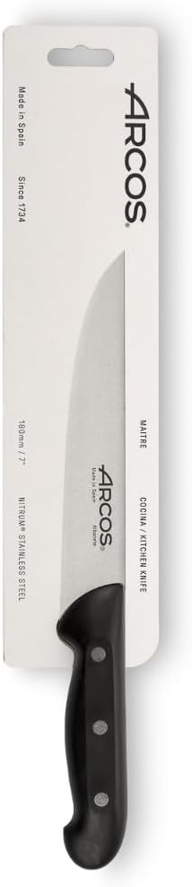 Arcos Kitchen Knife 7 Inch Nitrum Stainless Steel and 180 mm blade. Professional Utilty Knife. Ergonomic Polyoxymethylene POM Handle. Series Maitr...